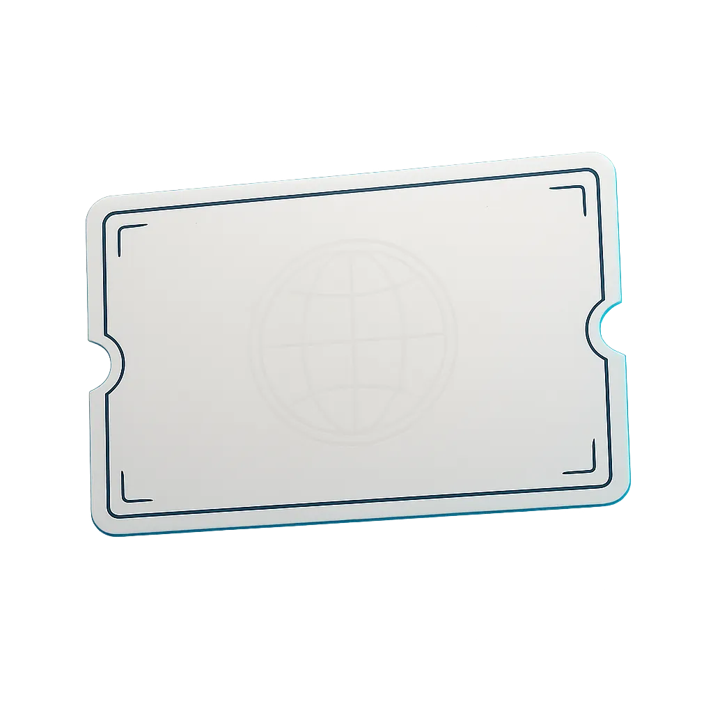 Stylized digital Guest Pass Activation Card with a subtle ticket notch visual and premium cyan glow