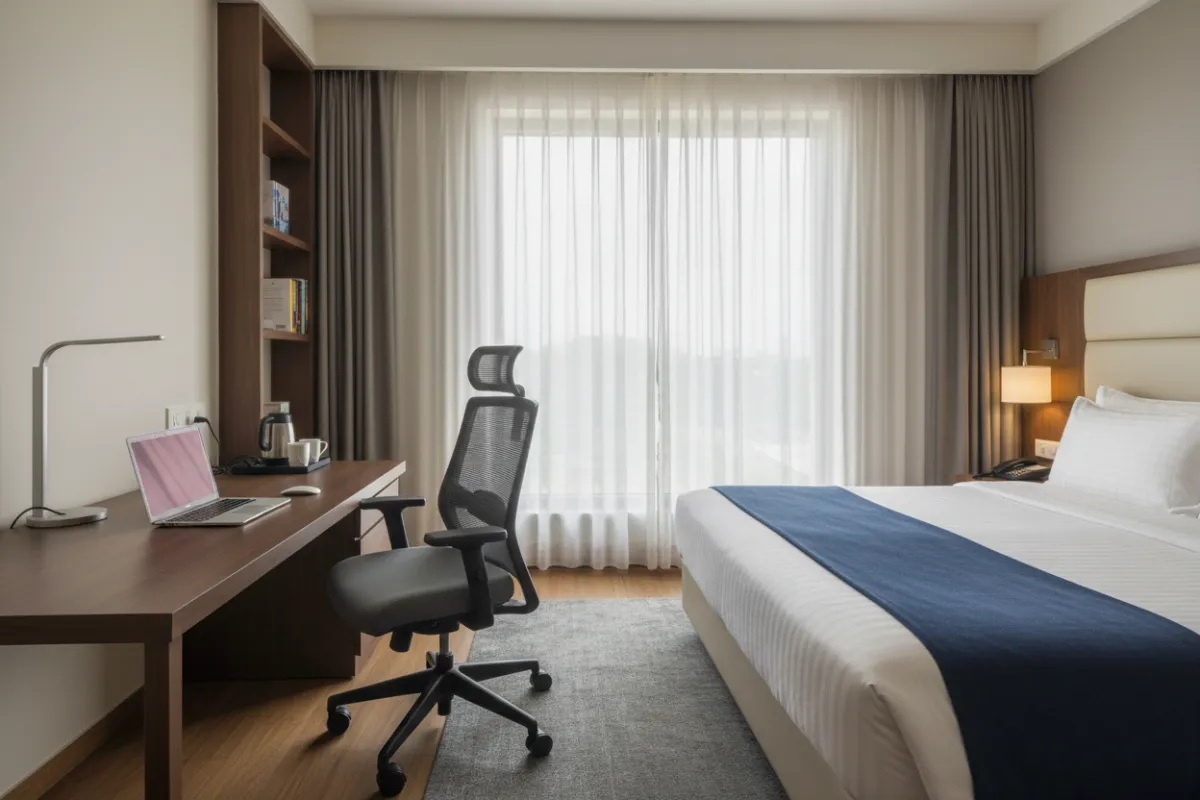 Executive Room with dedicated workspace, ergonomic chair and business-ready amenities.