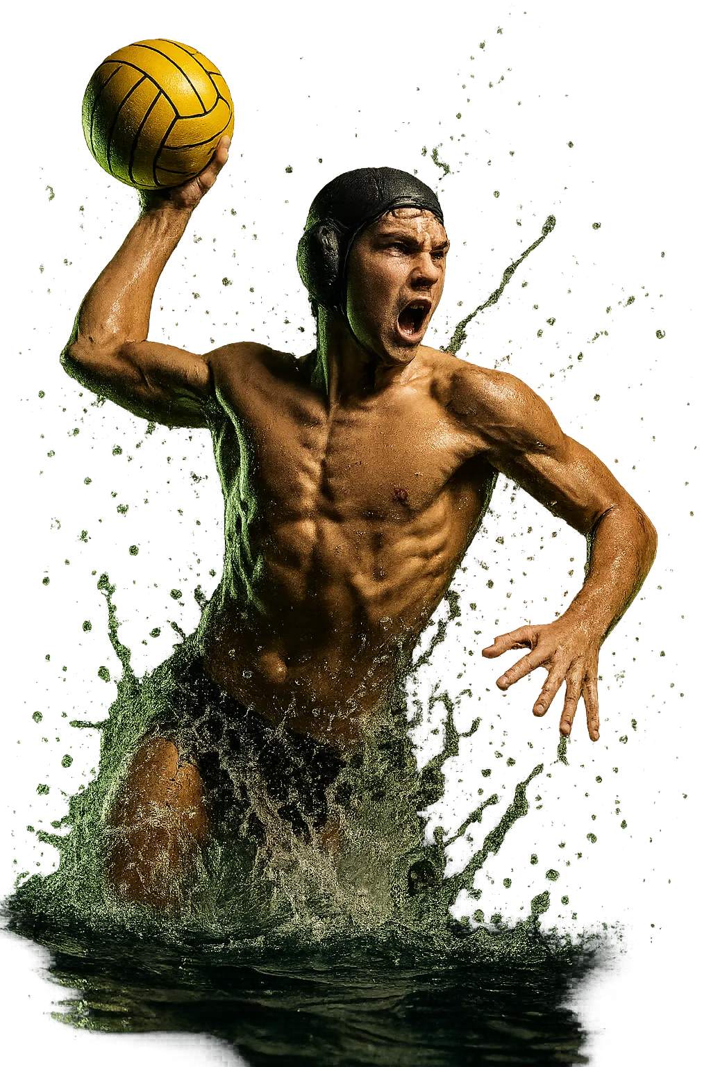 Intense competitive teen swimmer underwater explosive stroke