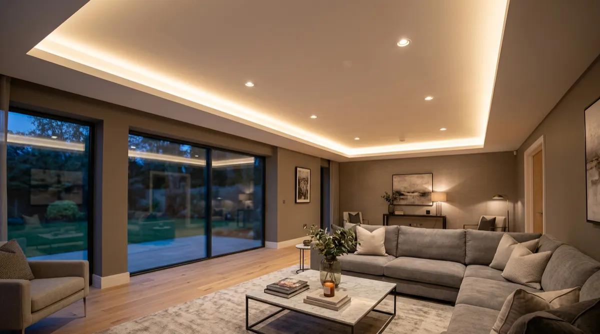 Completed architectural LED lighting installation in a modern home