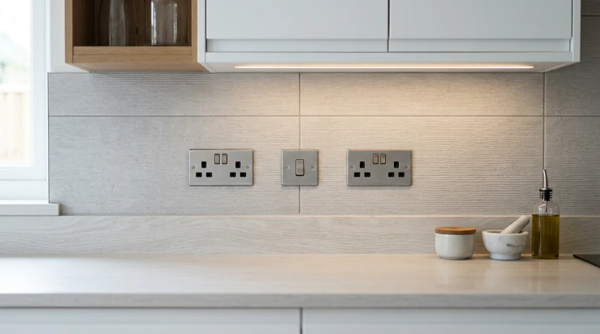 Premium sockets and switches installation with clean finished alignment