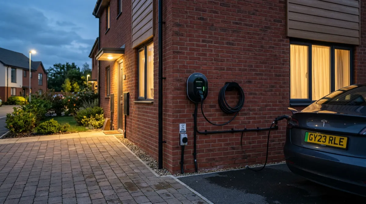 Finished home EV charger installation on an exterior wall