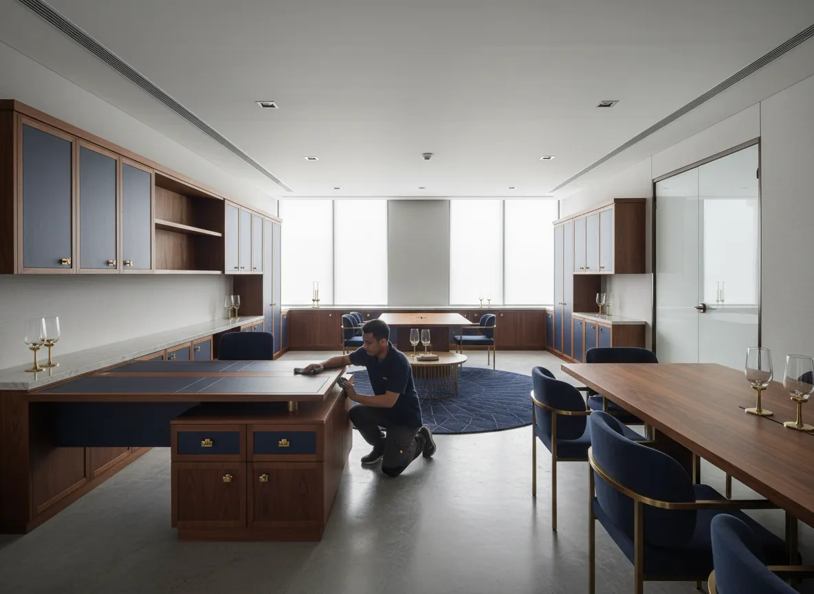 Final finishing touches and ongoing maintenance of corporate workspace