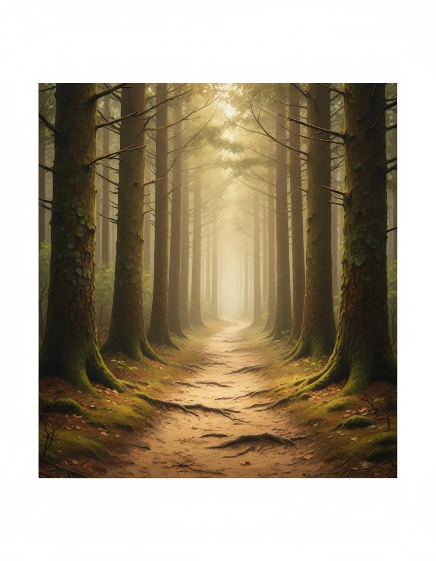 Quiet pathway in the woods symbolizing steady internal progress.