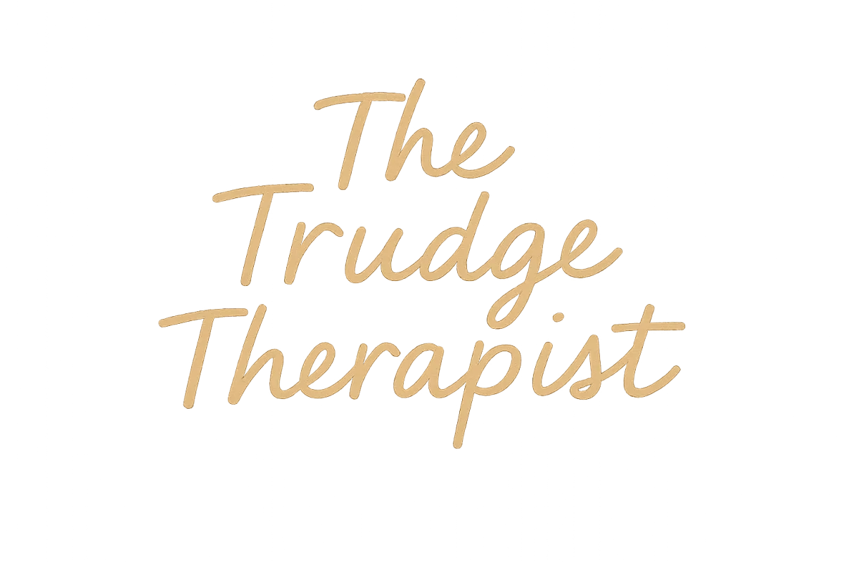 Handwritten-inspired wordmark for The Trudge Therapist.