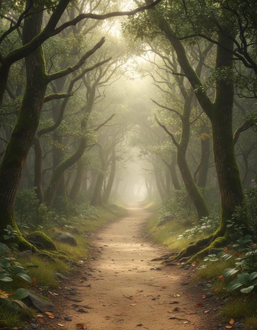 Soft, natural light photograph of a quiet walking path symbolizing slow healing