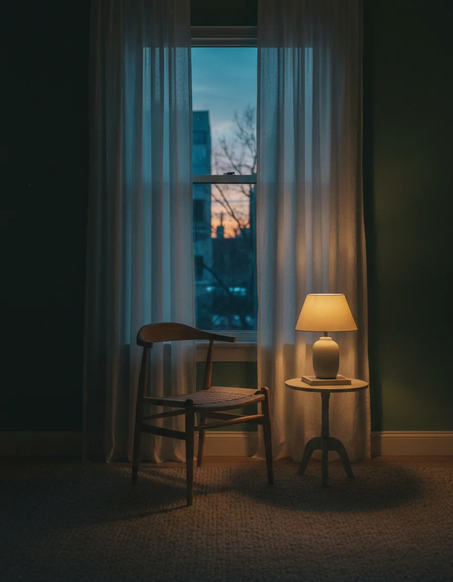 Soft-lit image of a window and chair, symbolizing a quiet turning point