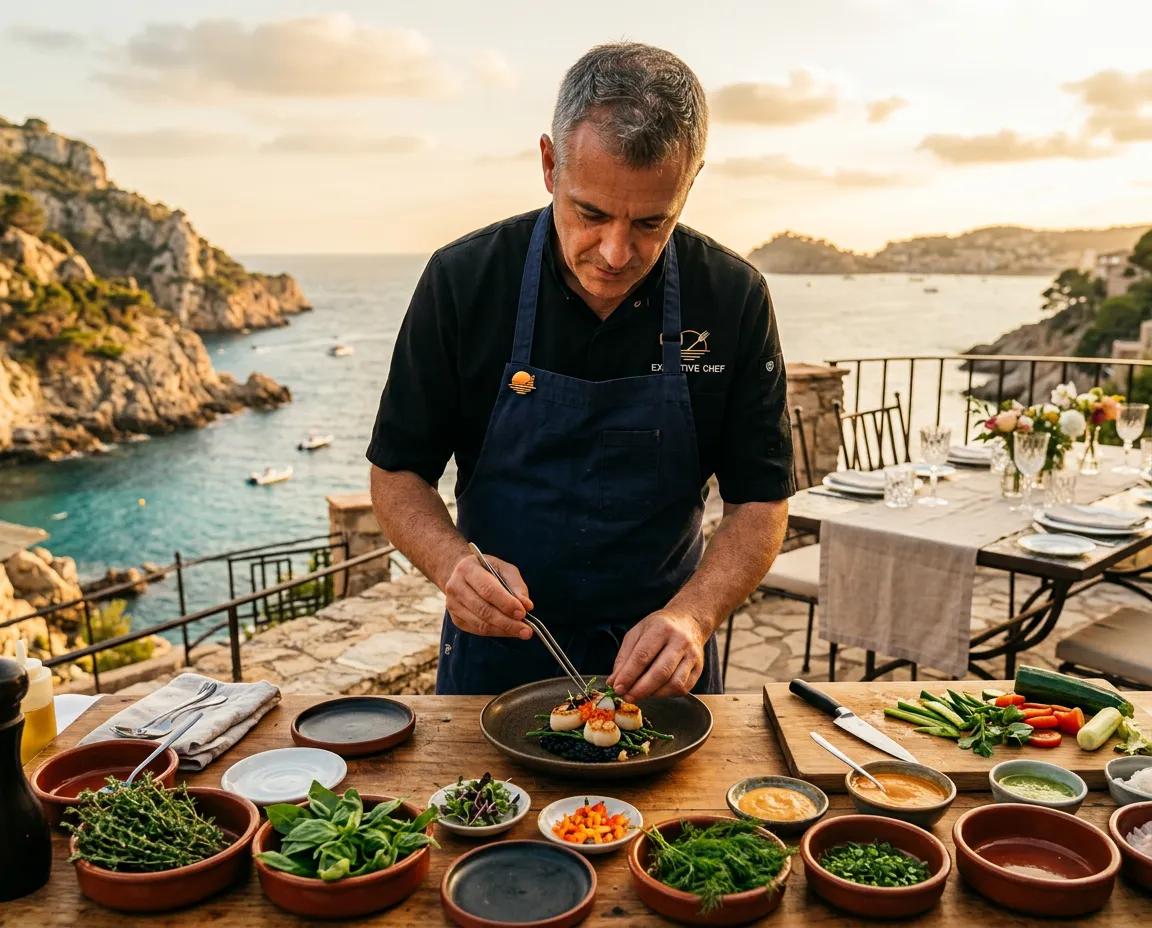 Private executive chef preparing multi-course tasting menu