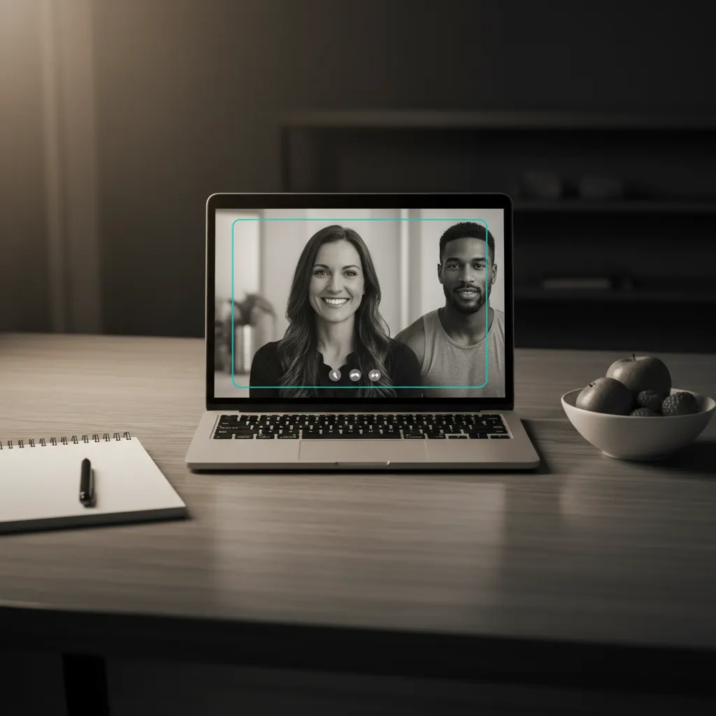 Coach and athlete on a strategy call reviewing nutrition and training