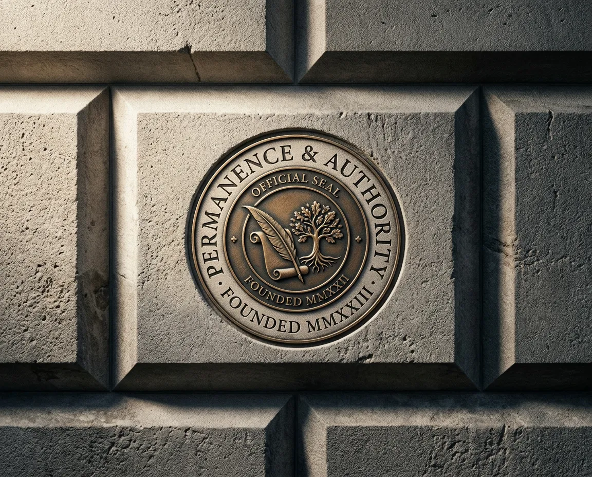Architectural limestone texture and embossed notary seal representing Granite Notary permanence and authority