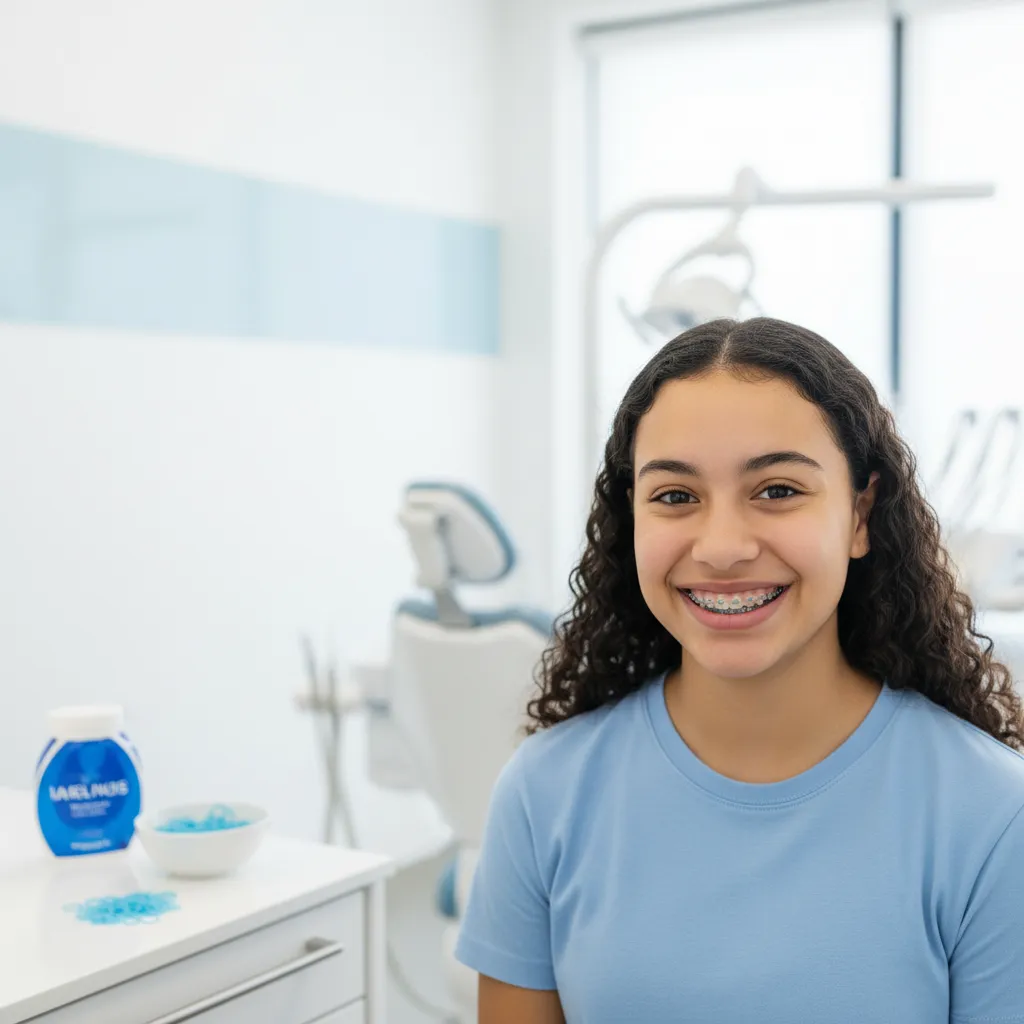 Smiling orthodontic patient with traditional braces at Nampa Orthodontics