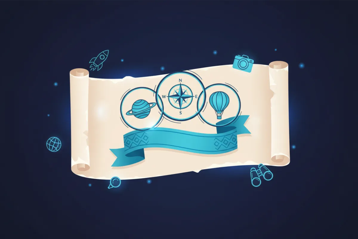 Decorative wide illustration representing featured blog content with blue editorial accents.