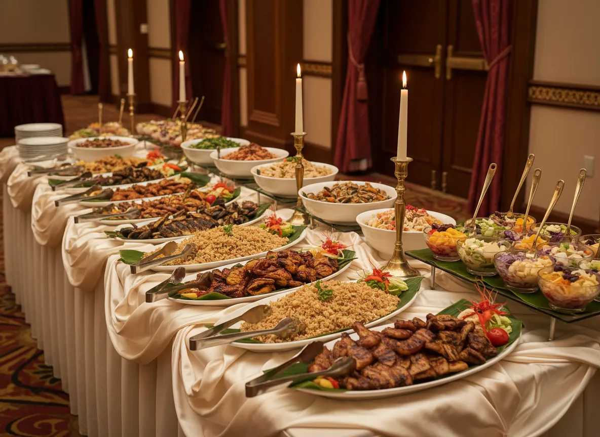 Elegant Filipino catering spread and private dining setup