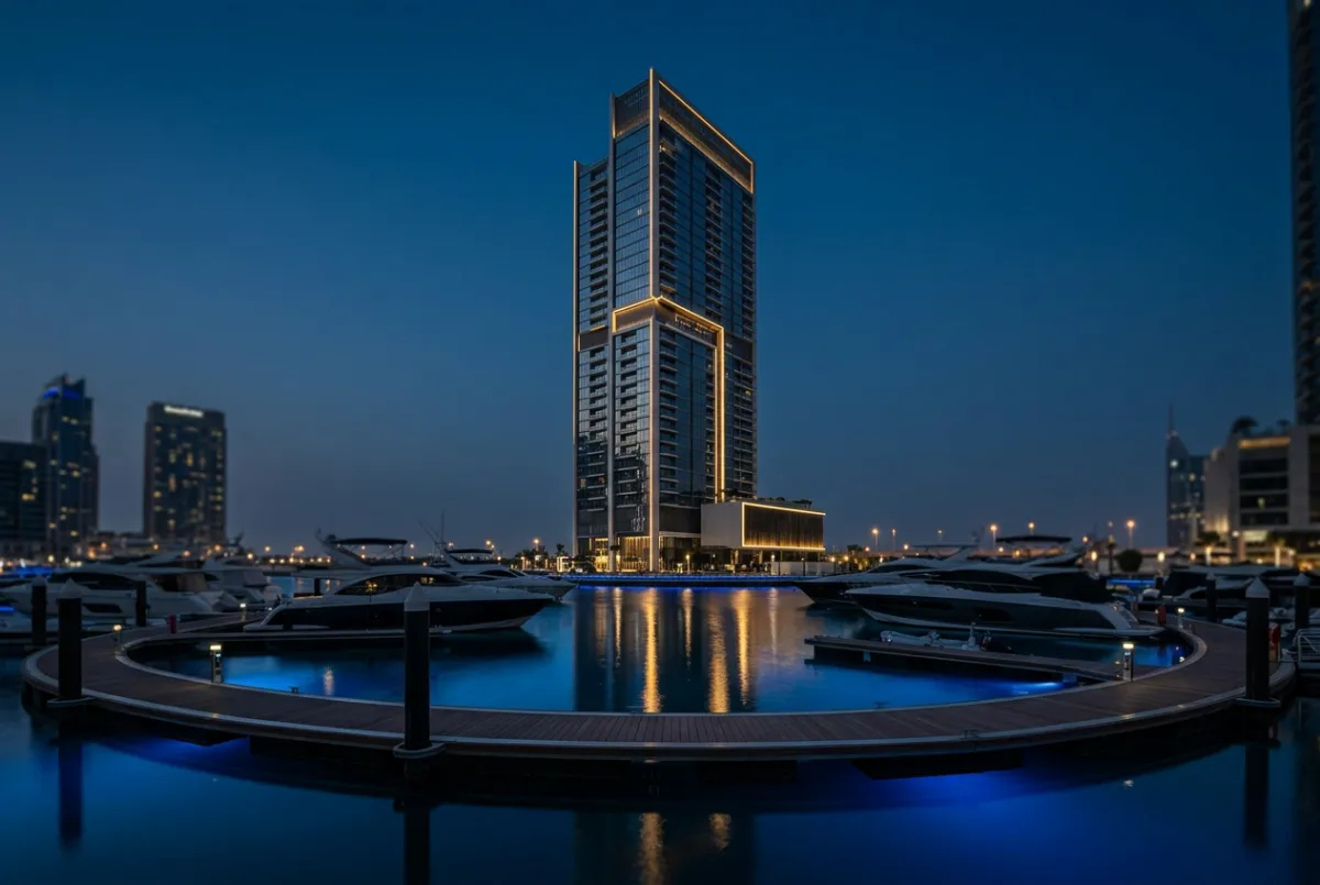Aura Marina Tower modern skyscraper with direct yacht club views
