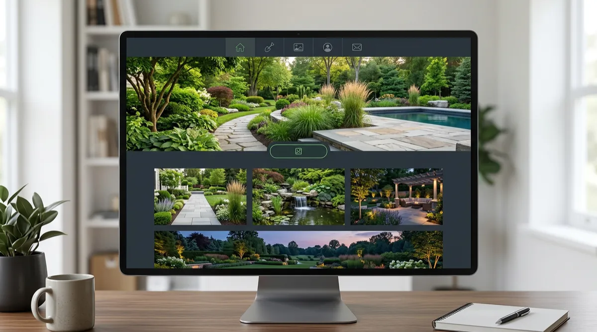 Landscaping and outdoor living conversion blueprint website mockup