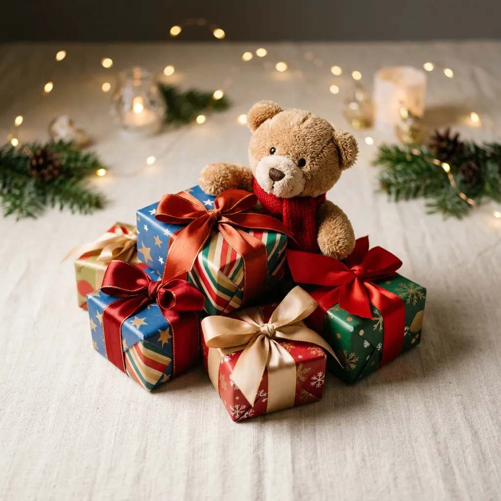 Holiday gifts for kids featuring festive toys and cozy stockings