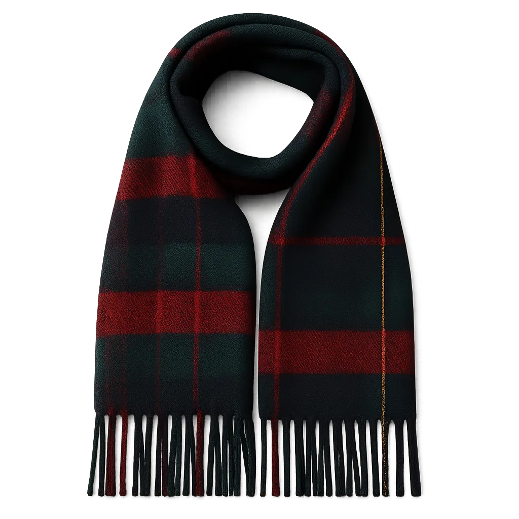 Traditional festive tartan merino wool fringe scarf