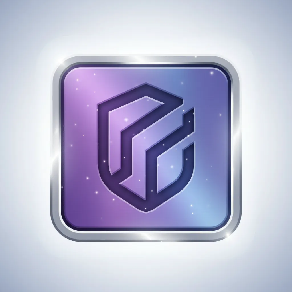 Stylized digital badge labeled 'Founders', featuring a purple and blue gradient, metallic finish, and subtle sparkles, set against a soft light background. 1:1 aspect ratio.