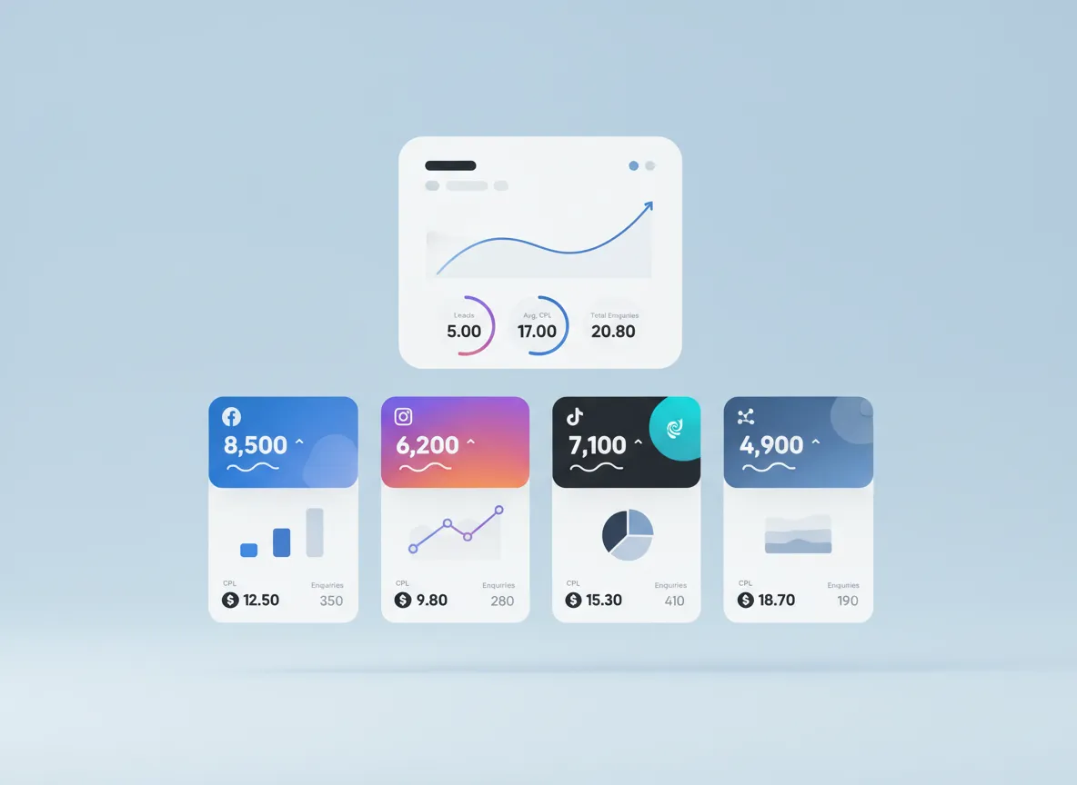 Dashboard view of paid social campaigns generating leads