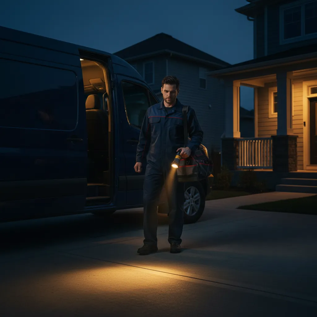 Ajax HVAC technician on an emergency call