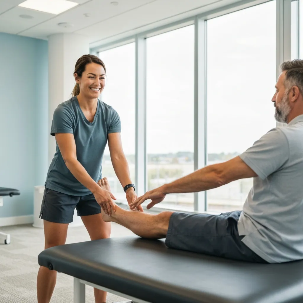 Therapist performing assisted stretching on a client