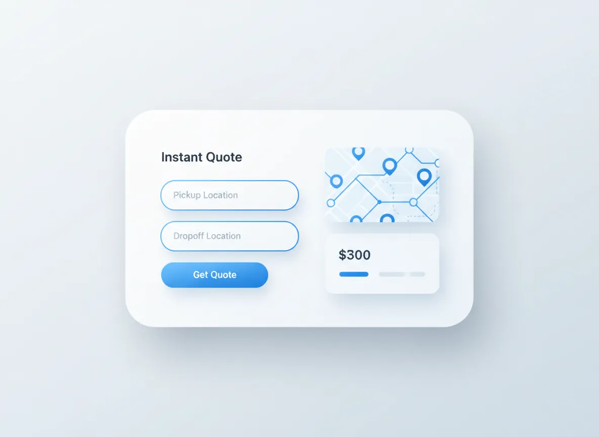Courier app instant quote interface