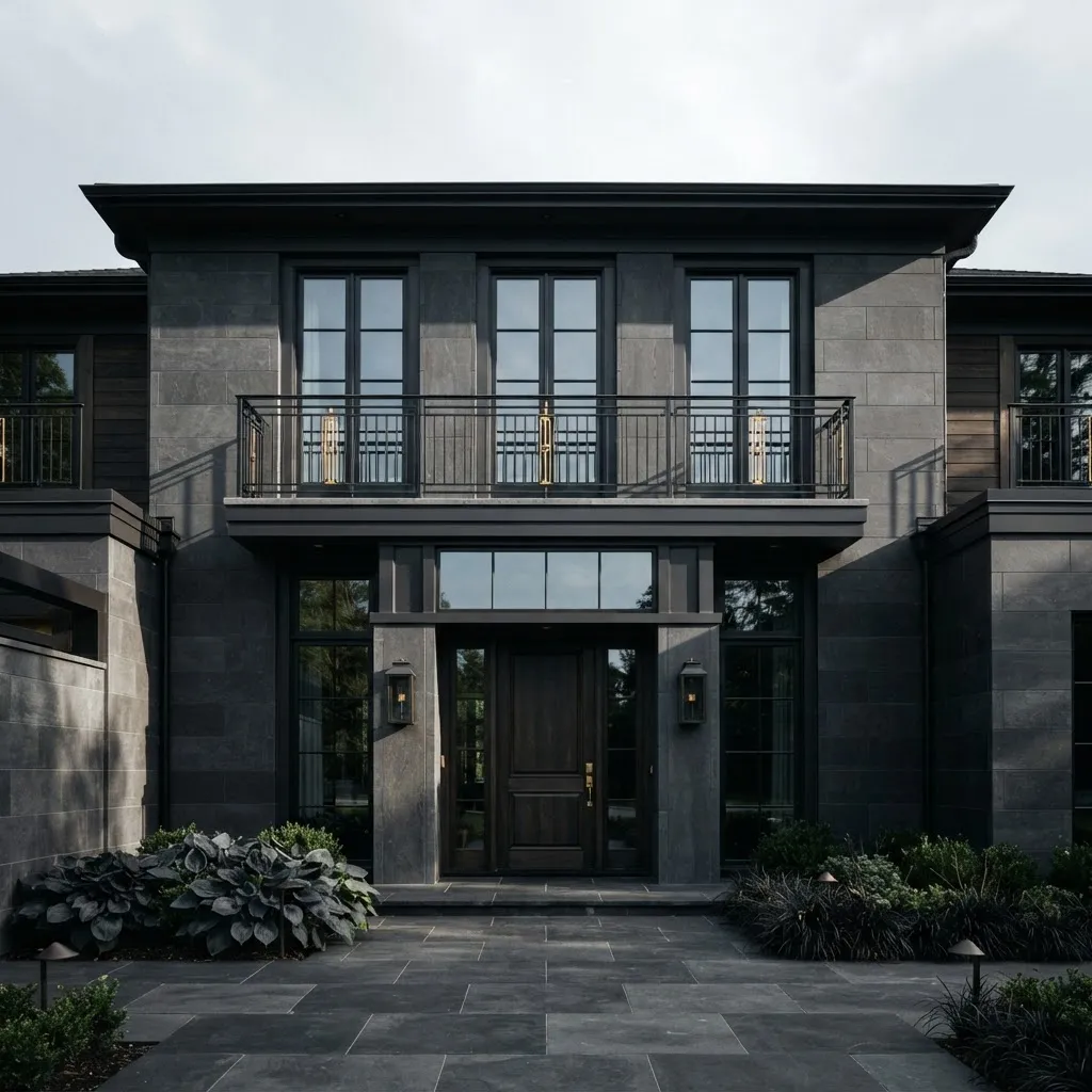 Sleek architectural lines of modern residential property under sharp natural light