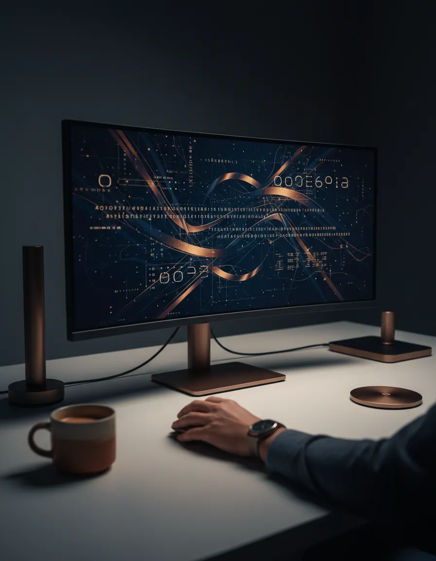 Sophisticated tech setup showing marketing analytics and AI tools
