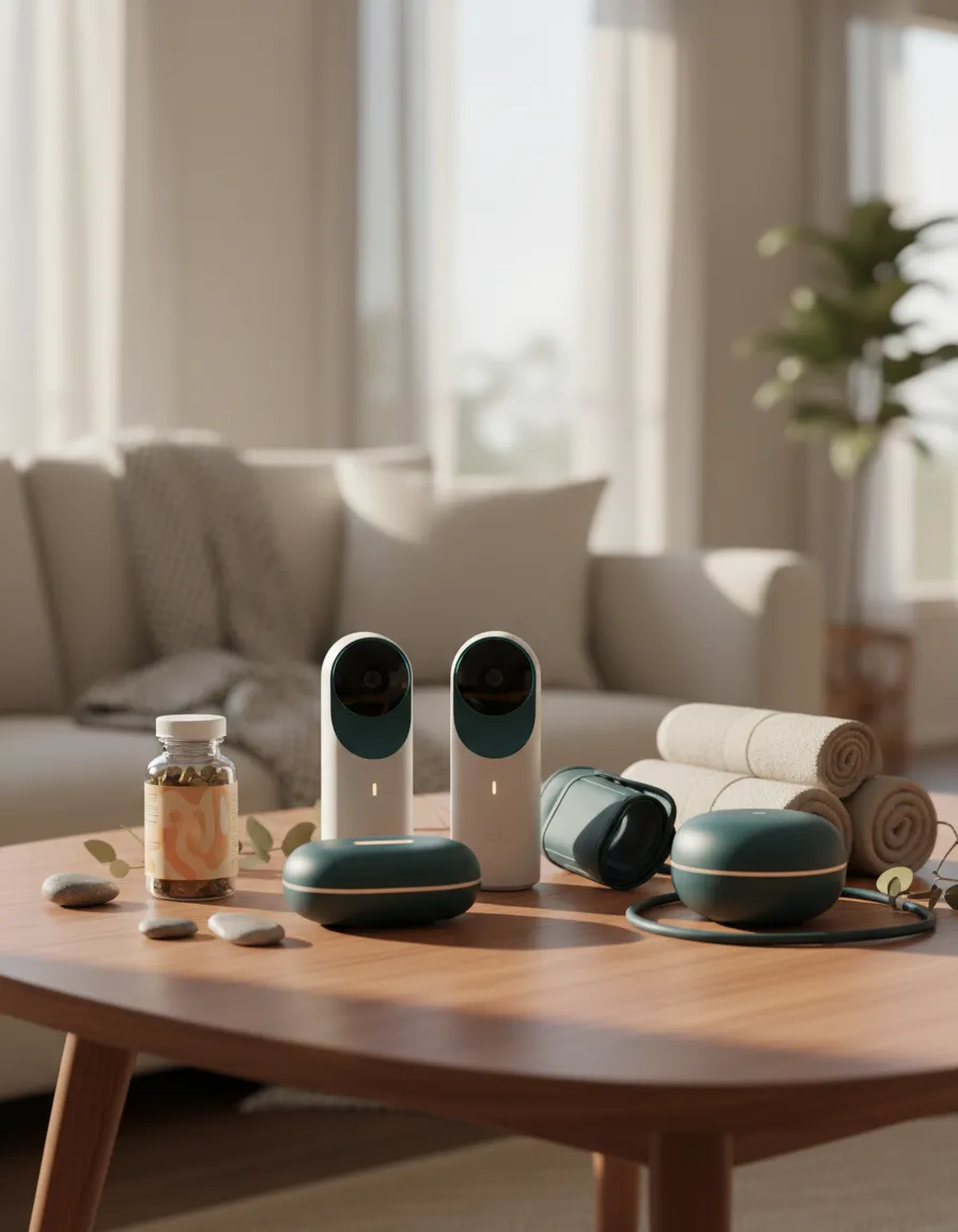 Smart home health and safety products installed in a comfortable living space