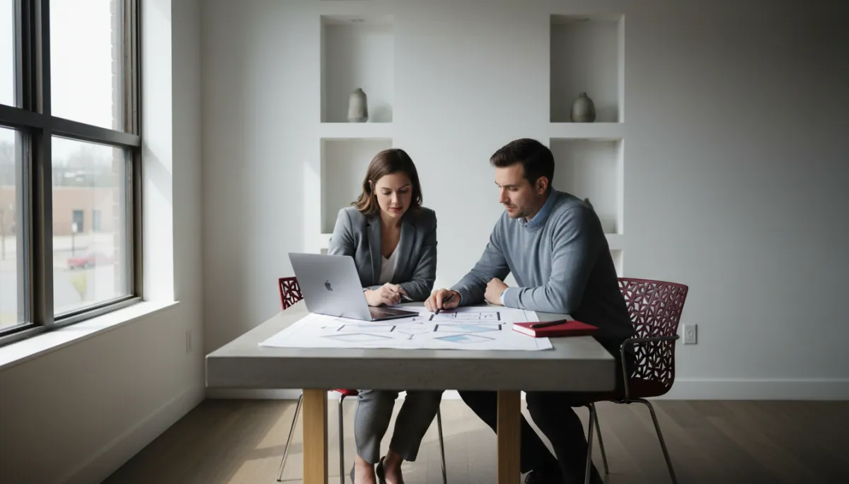 Owner working with a consultant on business frameworks