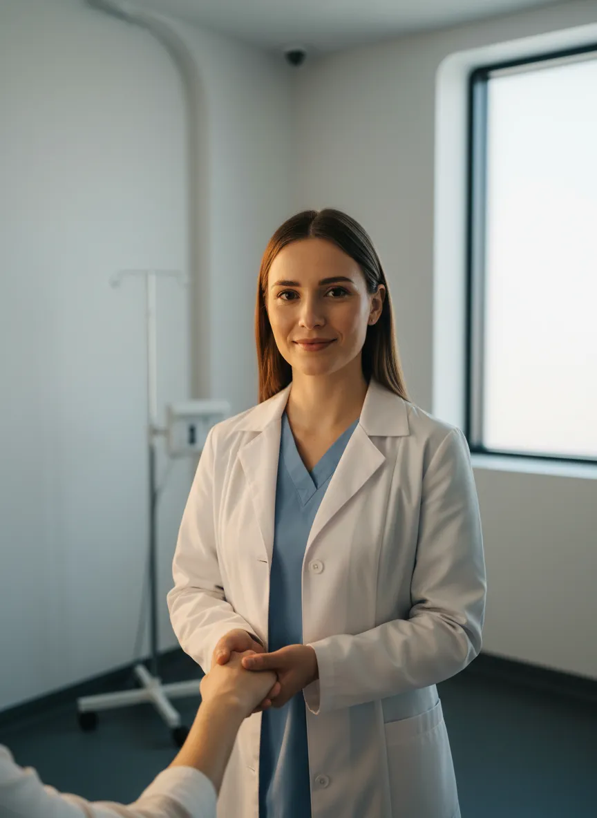 Compassionate clinical professional in modern environment