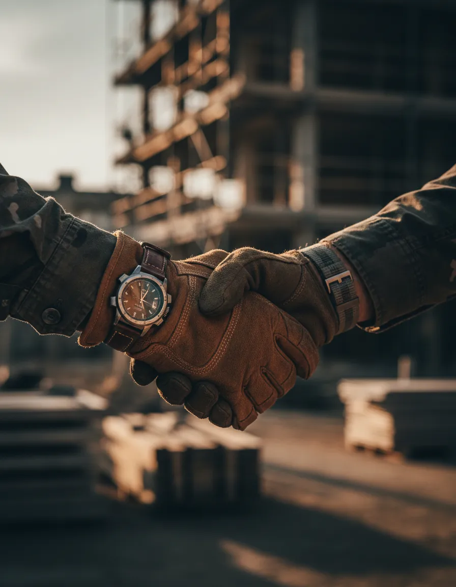 Veteran handshake on job site
