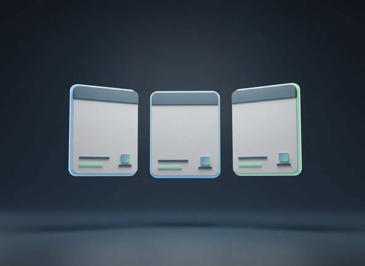 Floating 3D graphic of three calendar pages