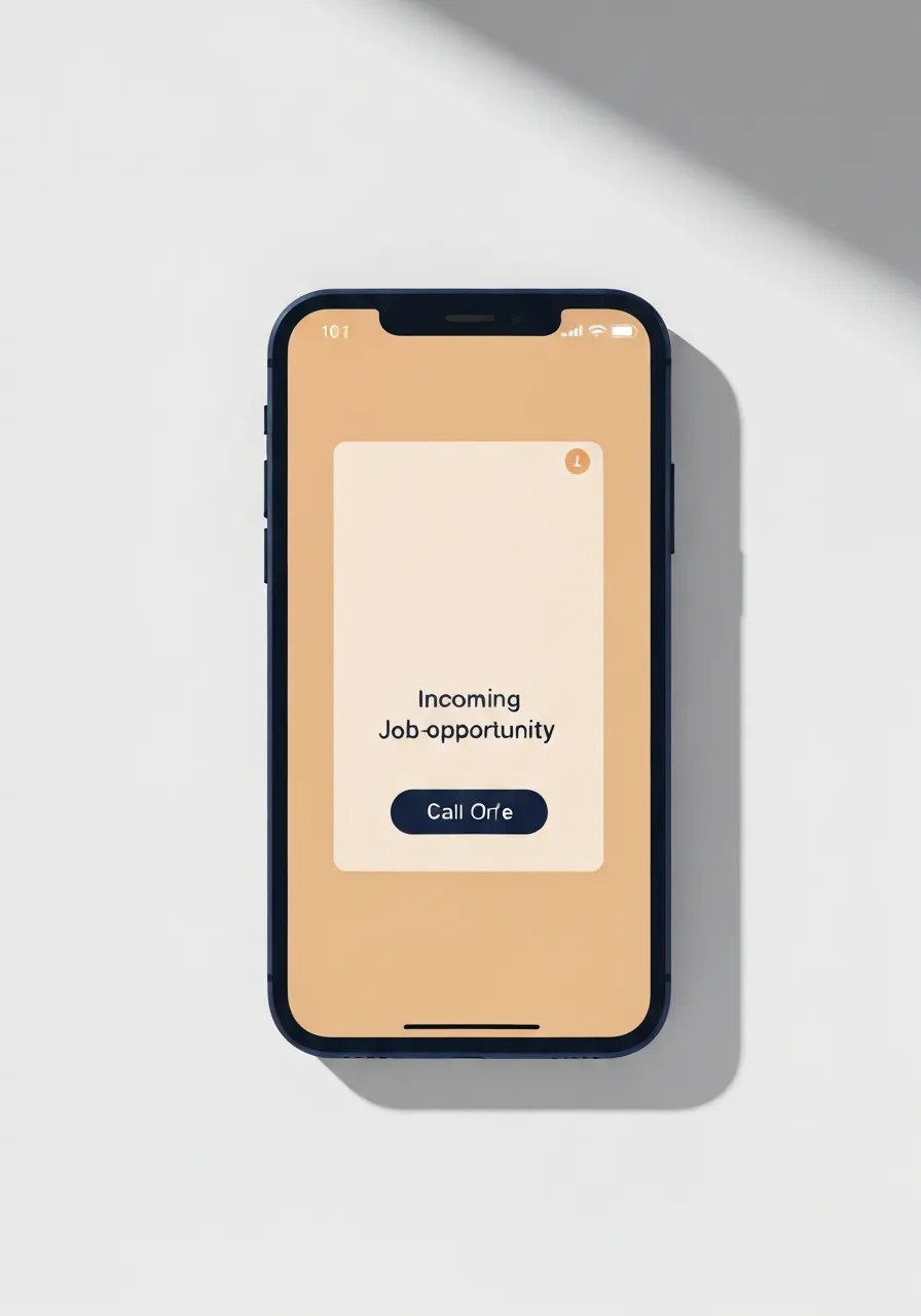 Phone receiving a new job opportunity text notification