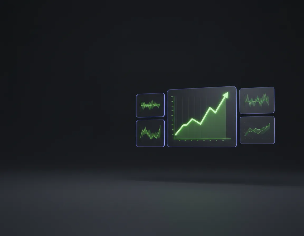 Dashboard mockup showing lead generation metrics and growth