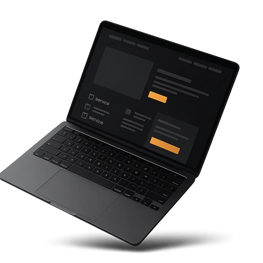 Floating modern laptop mockup showing high-converting service website