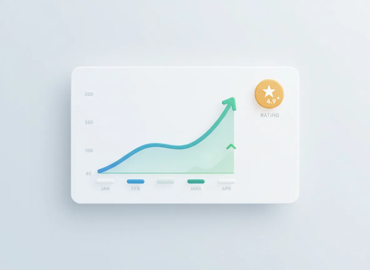 Graph showing review growth over four months