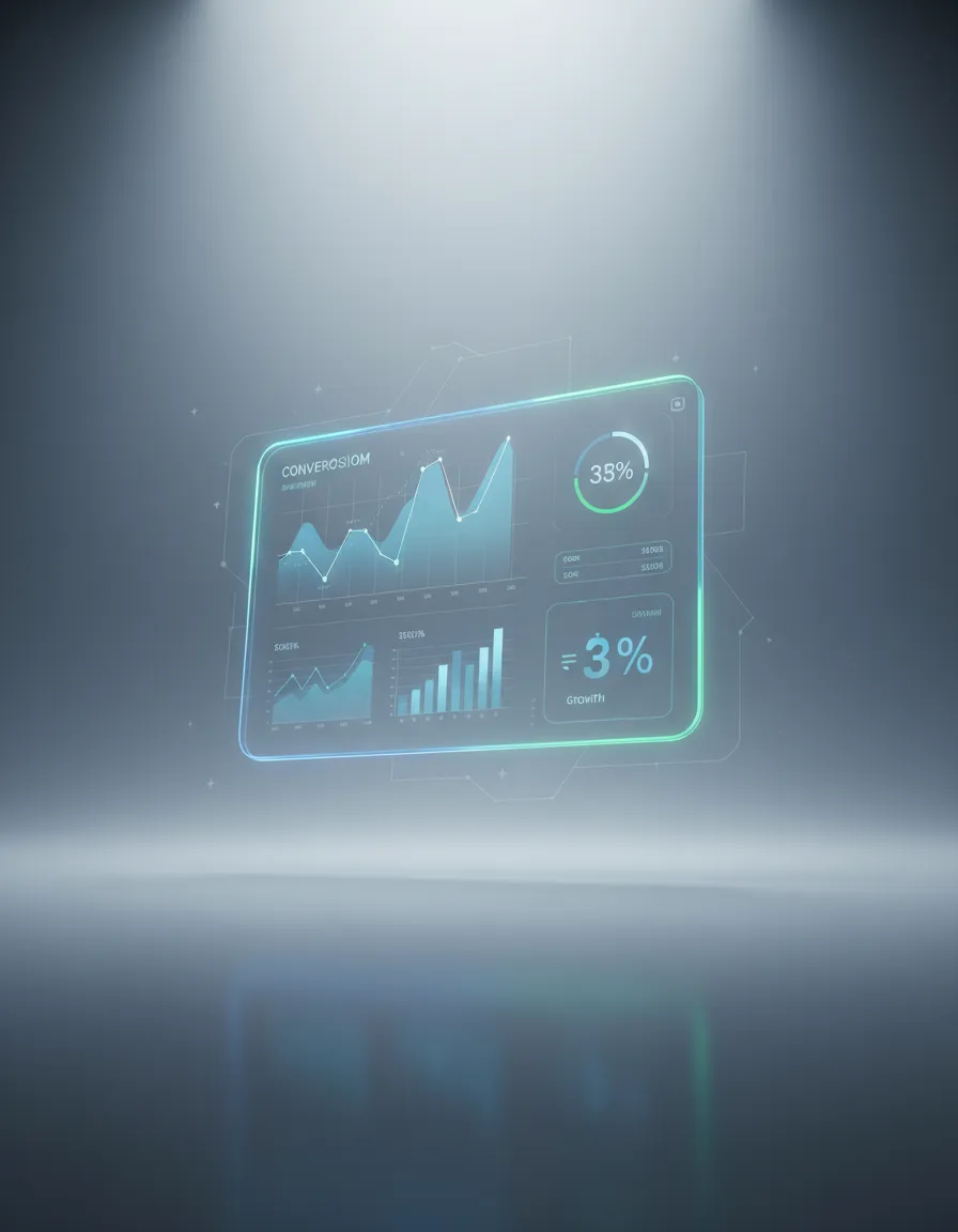 Conversion metrics dashboard showing rising growth