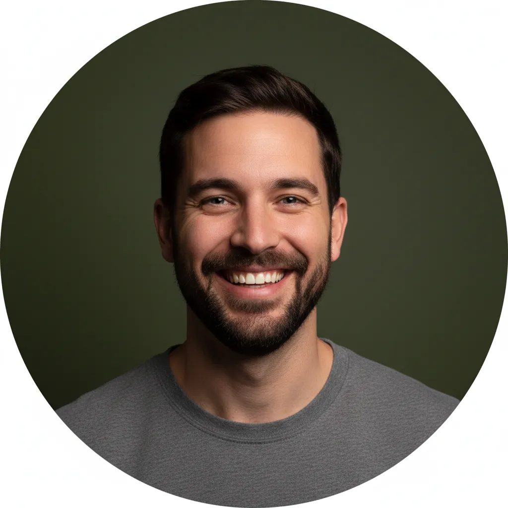 Avatar portrait of a smiling man, testimonial from Adam