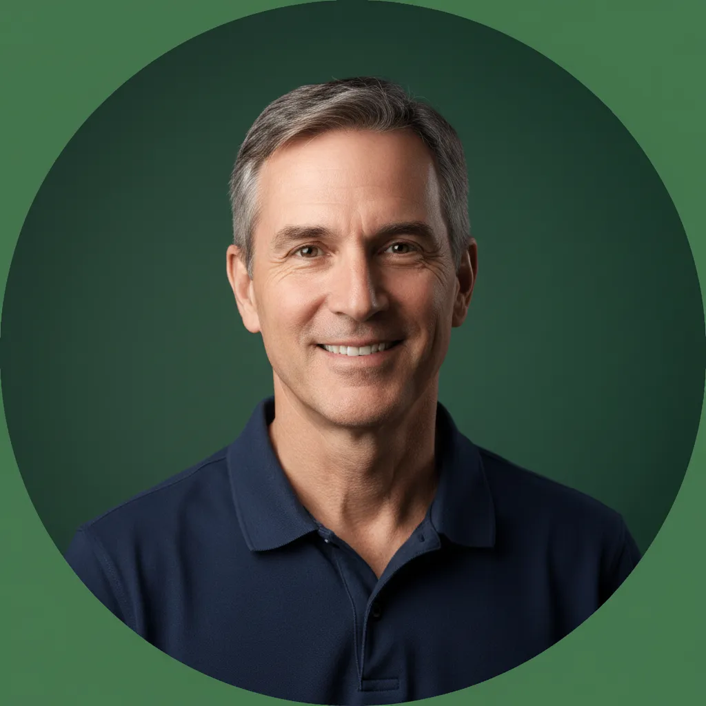 Avatar portrait of a middle-aged man, testimonial from Doug P.