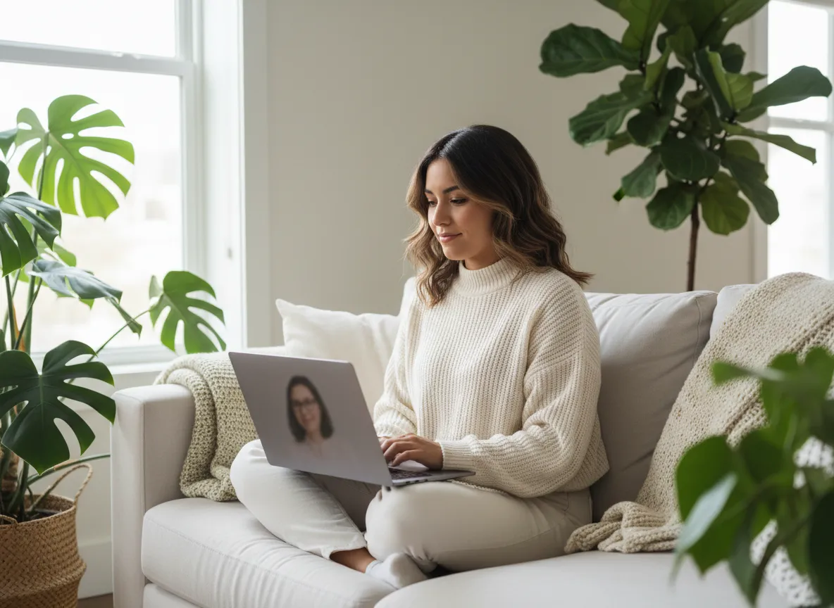 Ilustración de terapia en línea Acreser