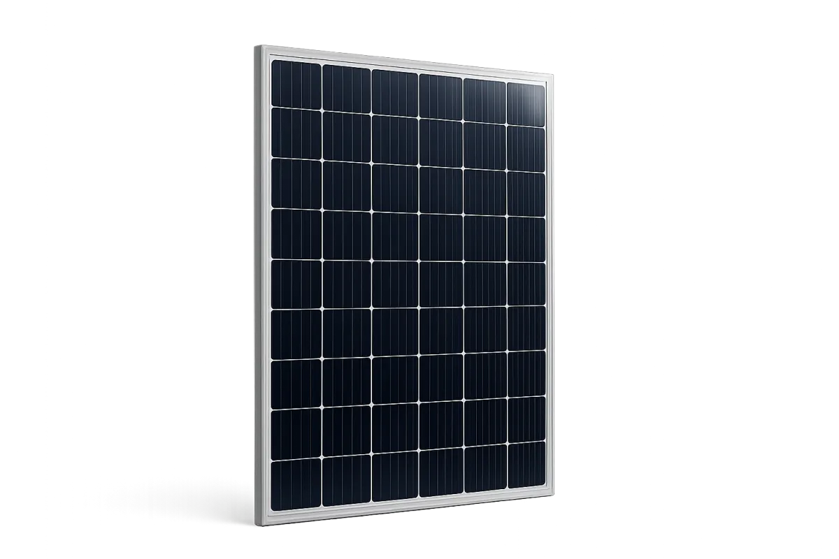 Clean solar panel, photorealistic, isolated, hero image