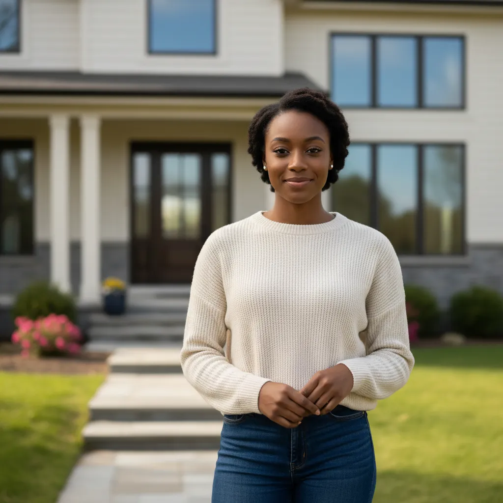 Portrait of Emily R., a young Black female homeowner