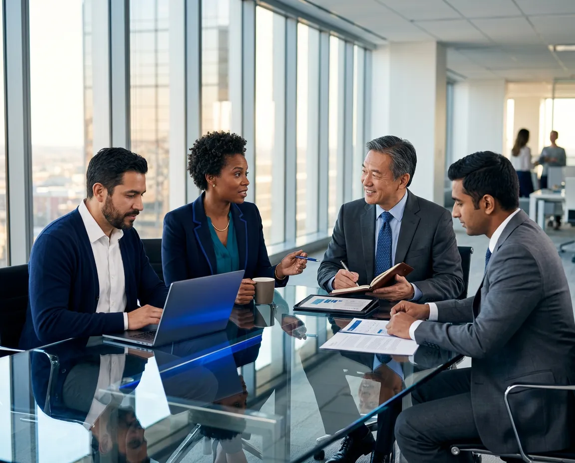 VecTa Digital executive strategy team collaborating in international headquarters