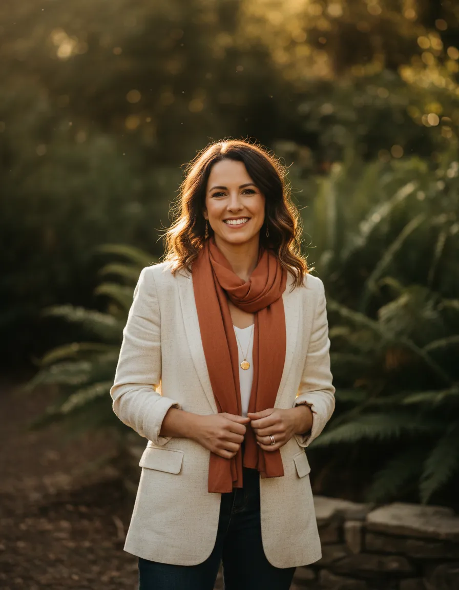 Professional founder portrait representing autoimmune recovery and health coaching