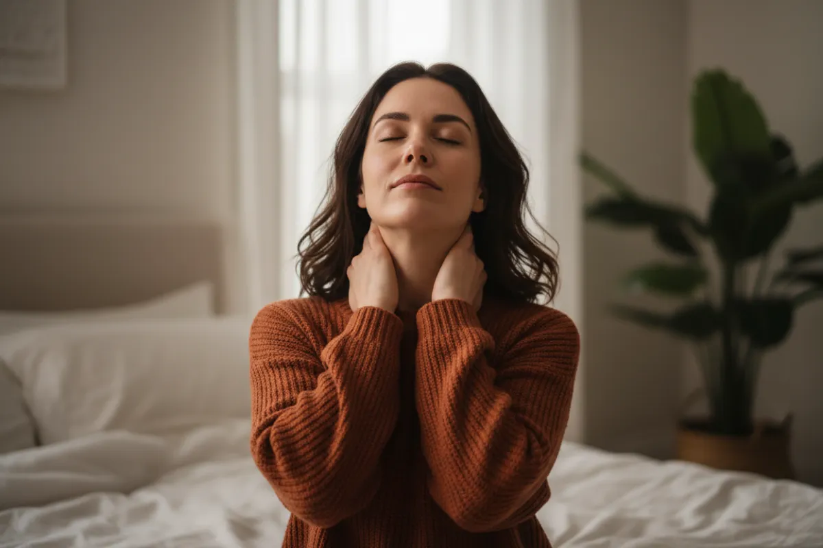 Woman experiencing morning joint stiffness