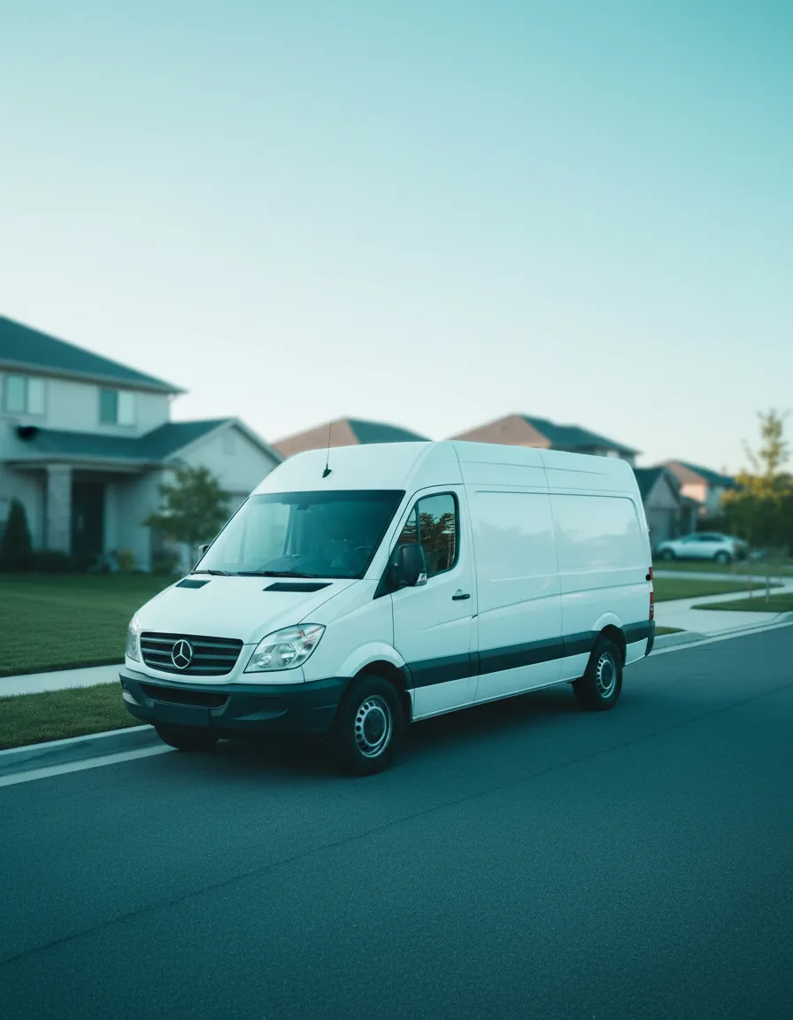 Unmarked van arriving discreetly at a property