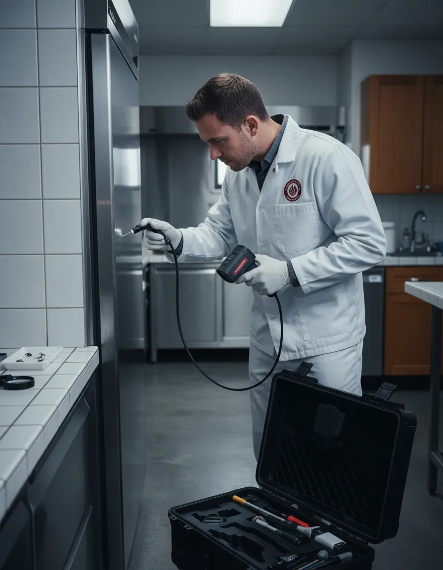 Professional cockroach control service inspection