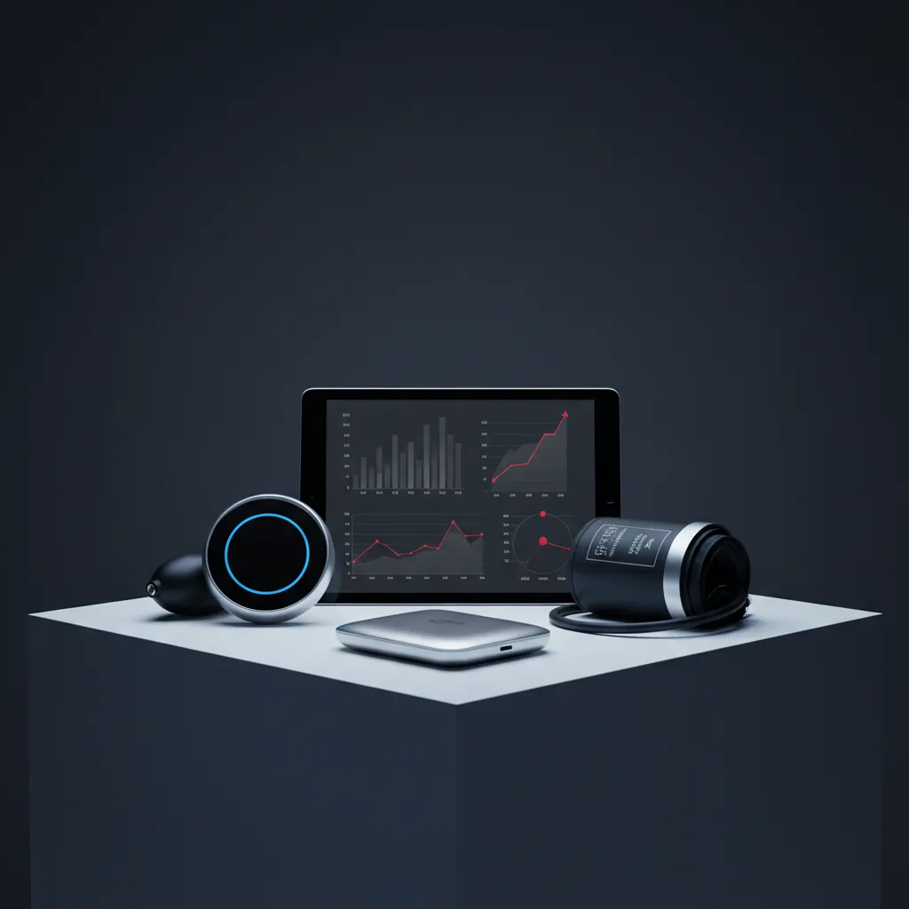 Dashboard charts and devices representing monitoring and reporting
