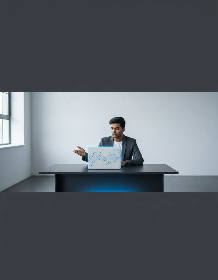 Data Science intern presenting models in a modern office